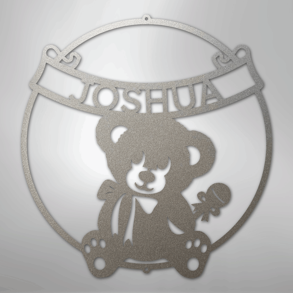 Teddy Banner Monogram - Steel Sign