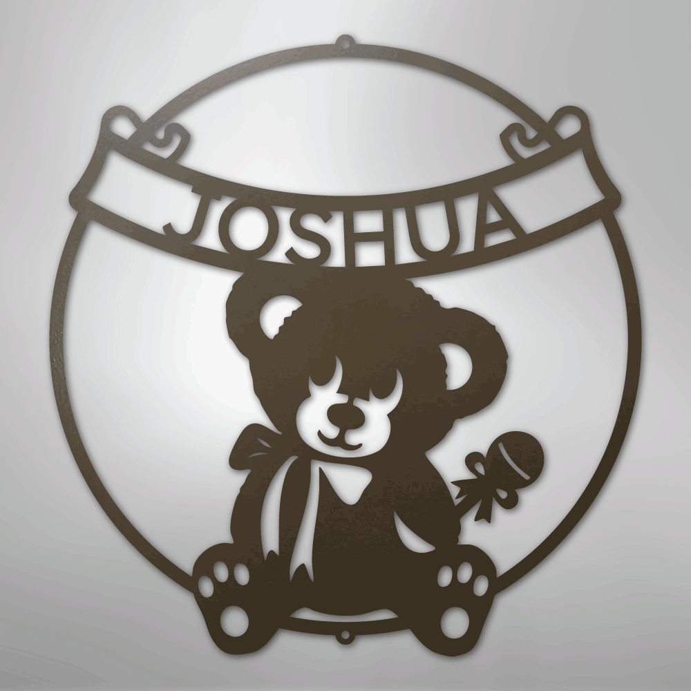 Teddy Banner Monogram - Steel Sign