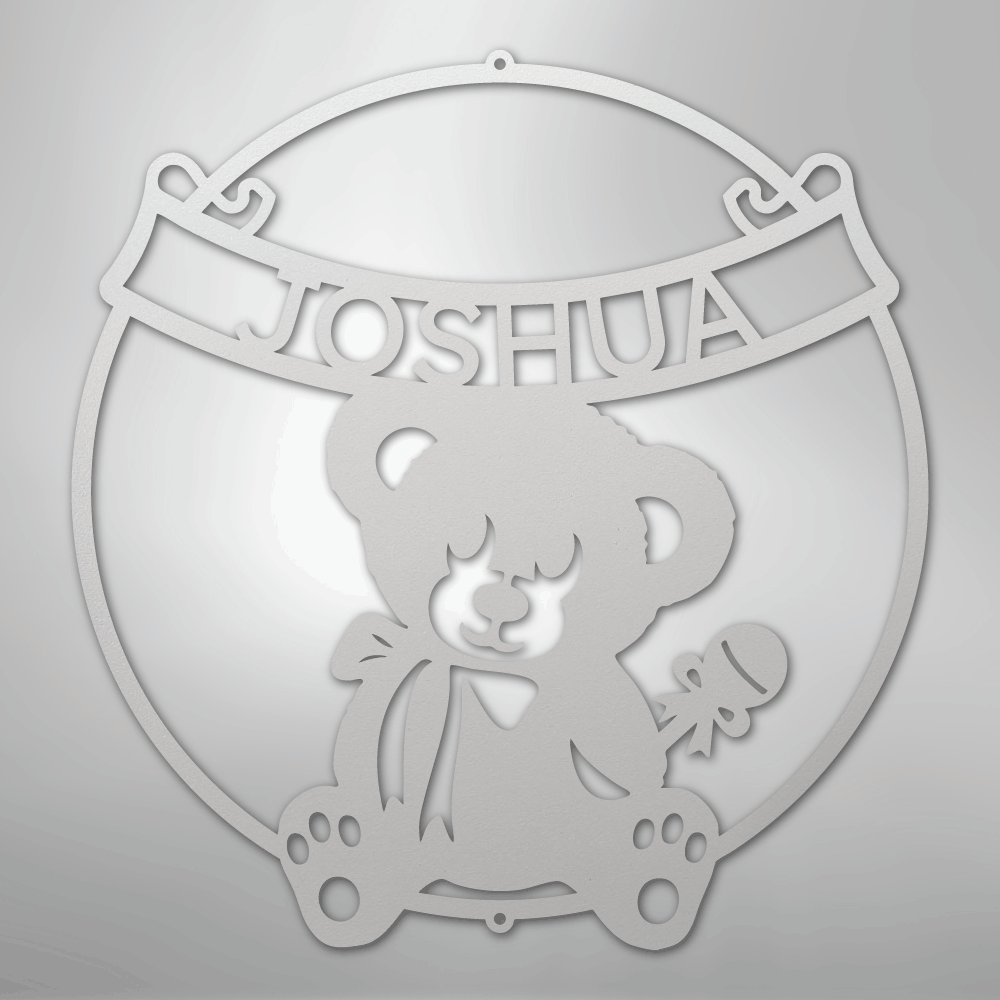 Teddy Banner Monogram - Steel Sign