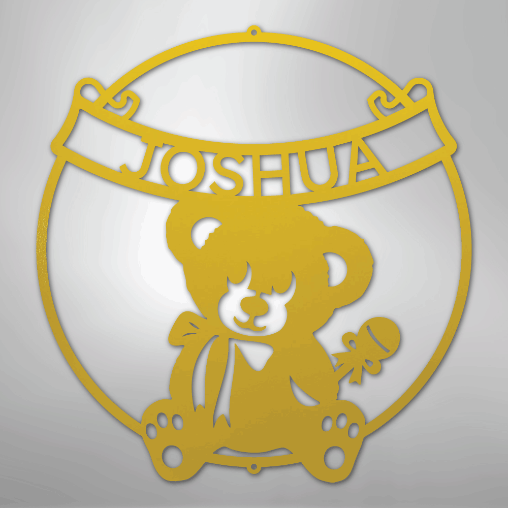 Teddy Banner Monogram - Steel Sign