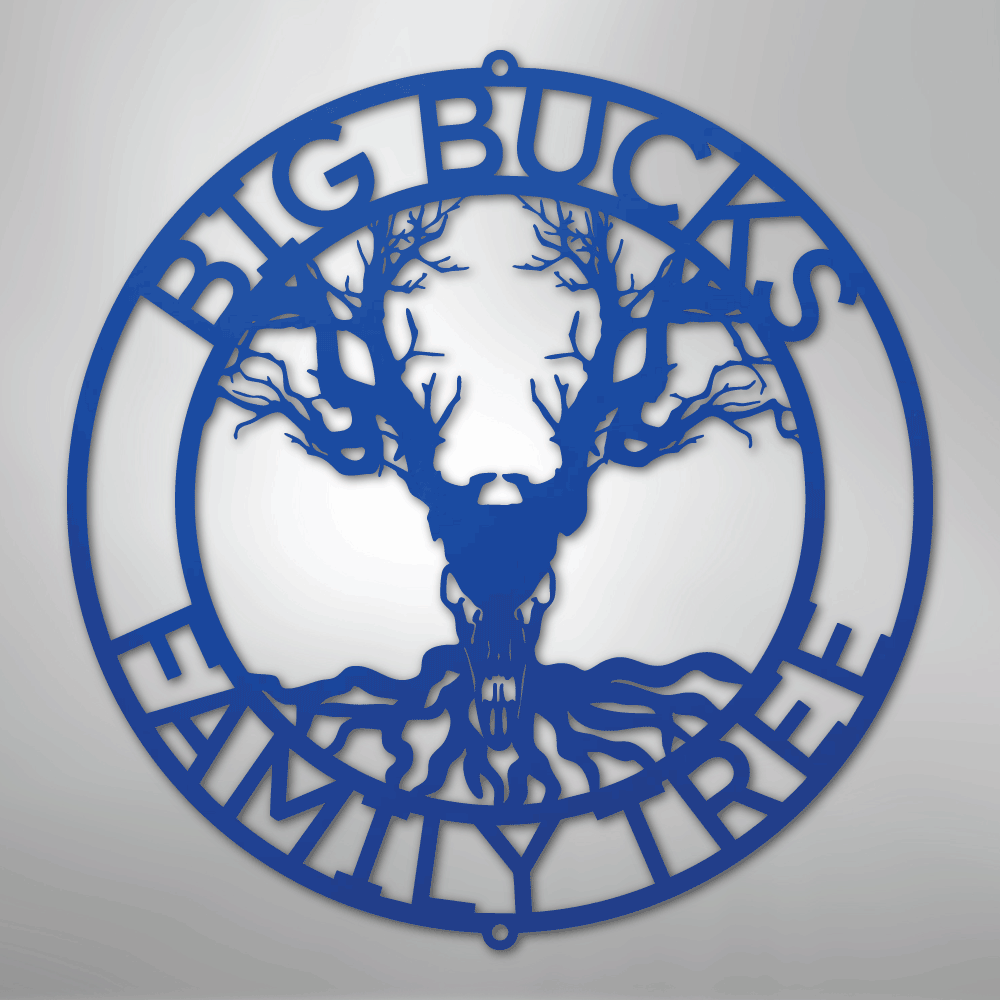 Deer Skull and Tree Monogram - Steel Sign