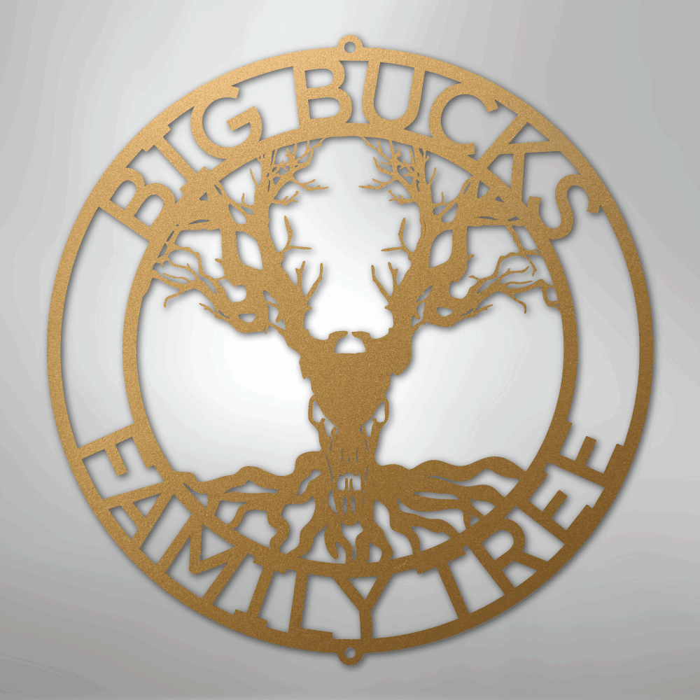 Deer Skull and Tree Monogram - Steel Sign