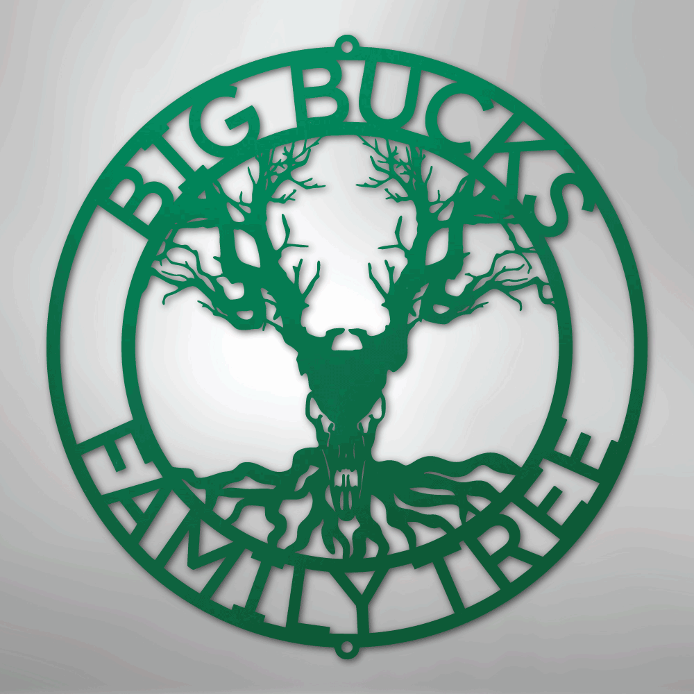 Deer Skull and Tree Monogram - Steel Sign