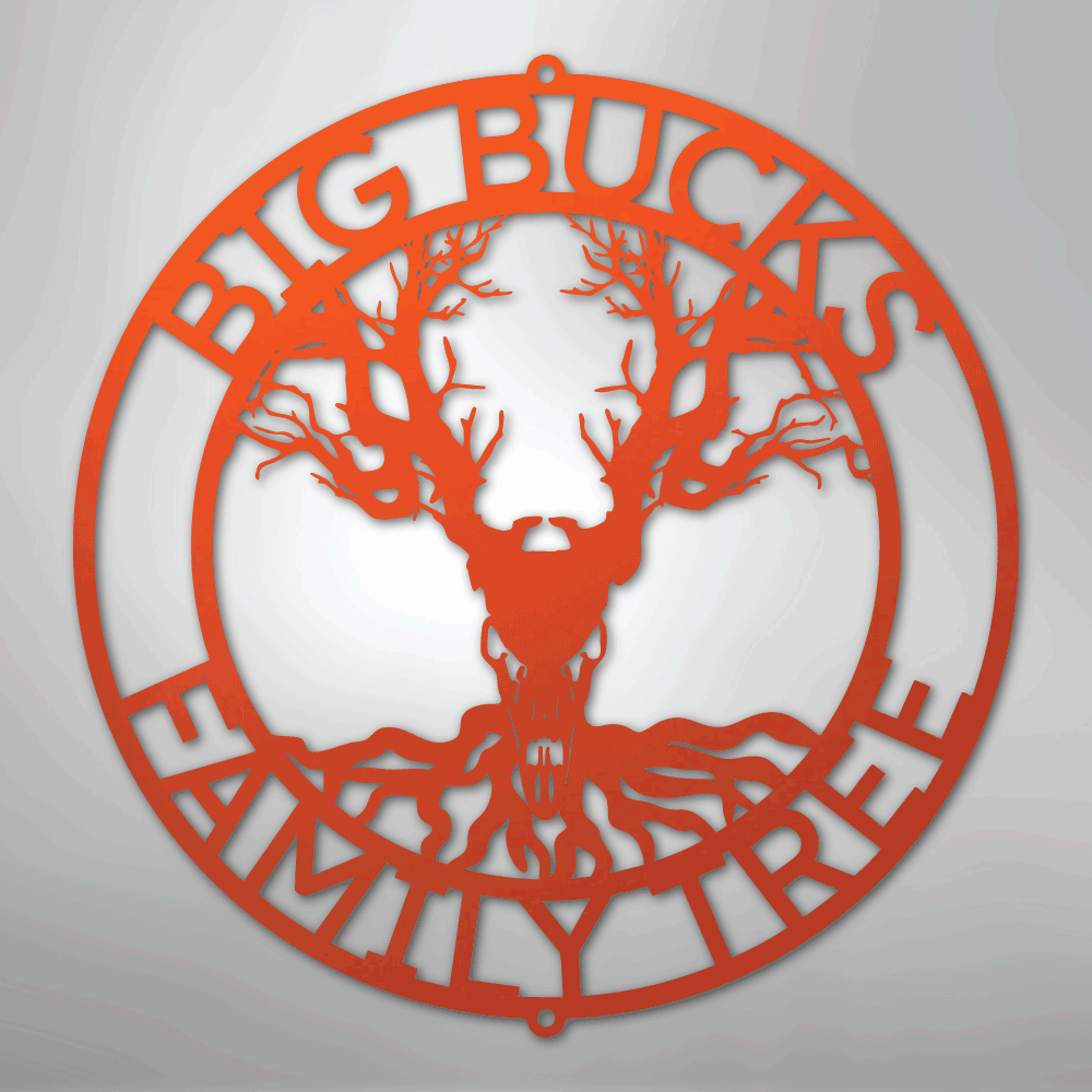 Deer Skull and Tree Monogram - Steel Sign