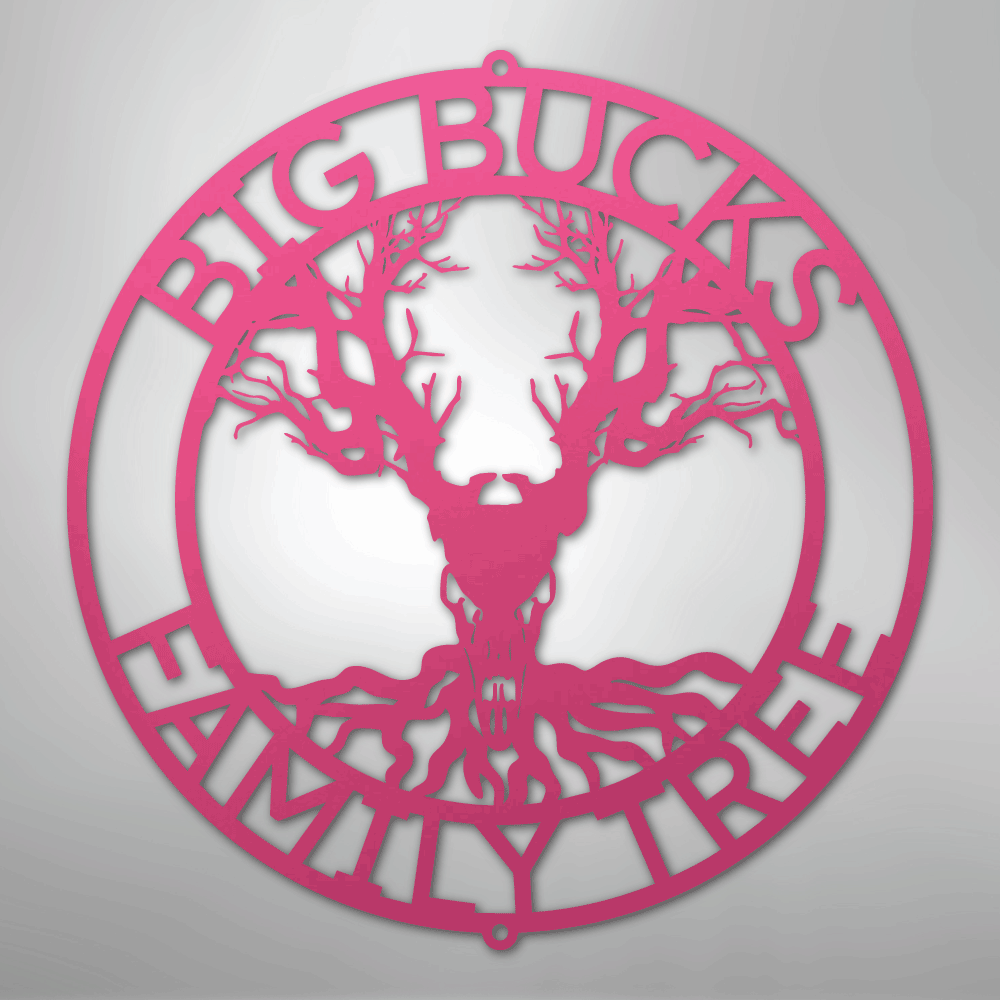 Deer Skull and Tree Monogram - Steel Sign