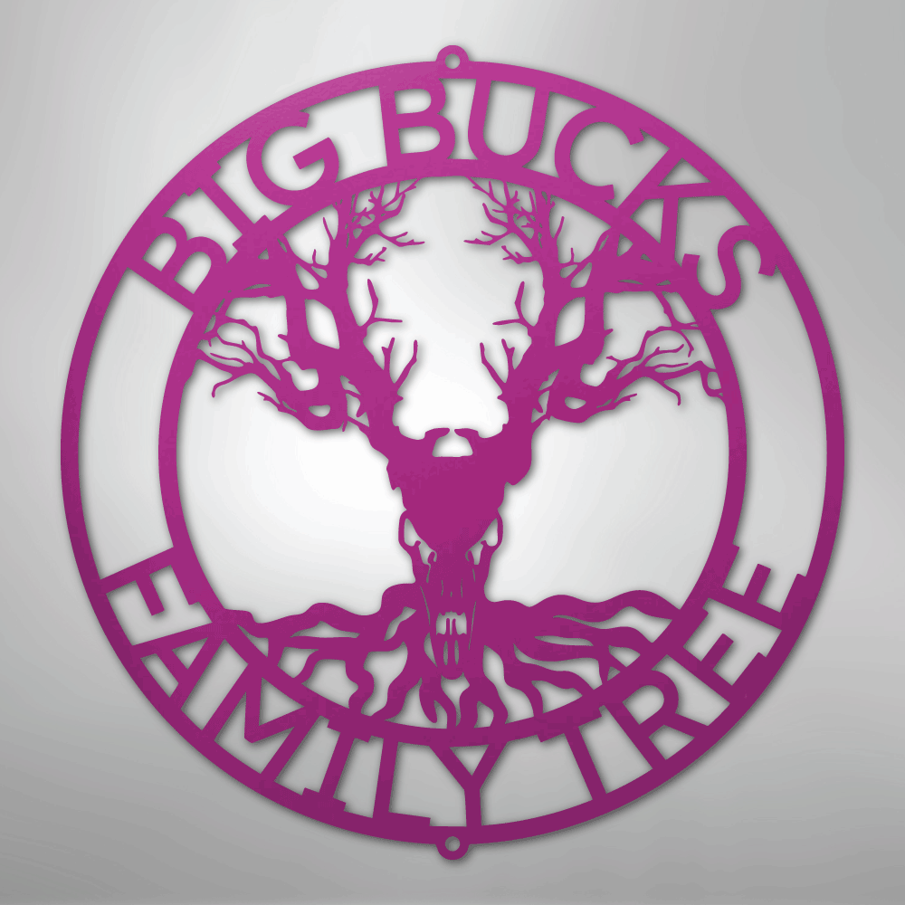Deer Skull and Tree Monogram - Steel Sign