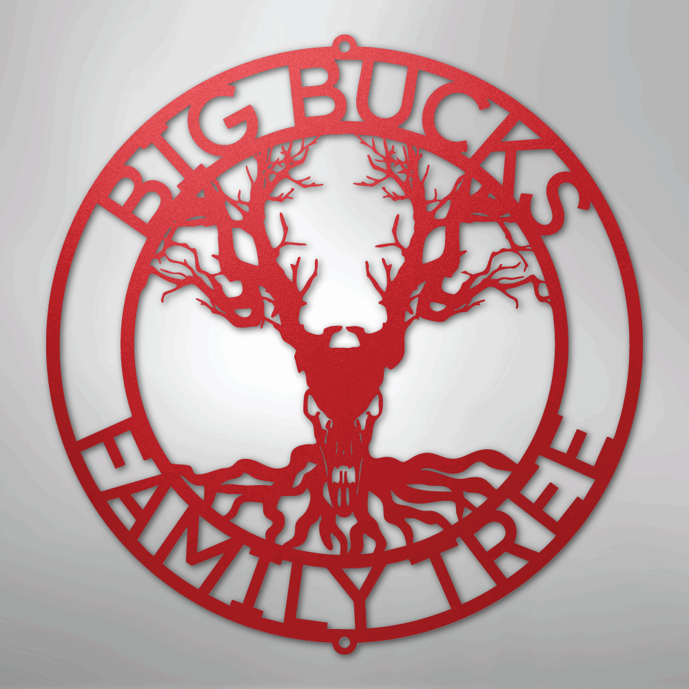 Deer Skull and Tree Monogram - Steel Sign