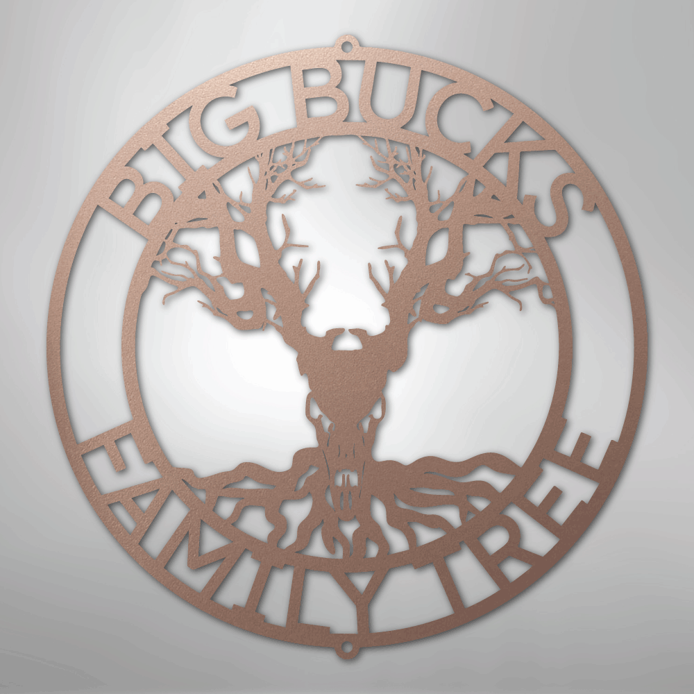 Deer Skull and Tree Monogram - Steel Sign