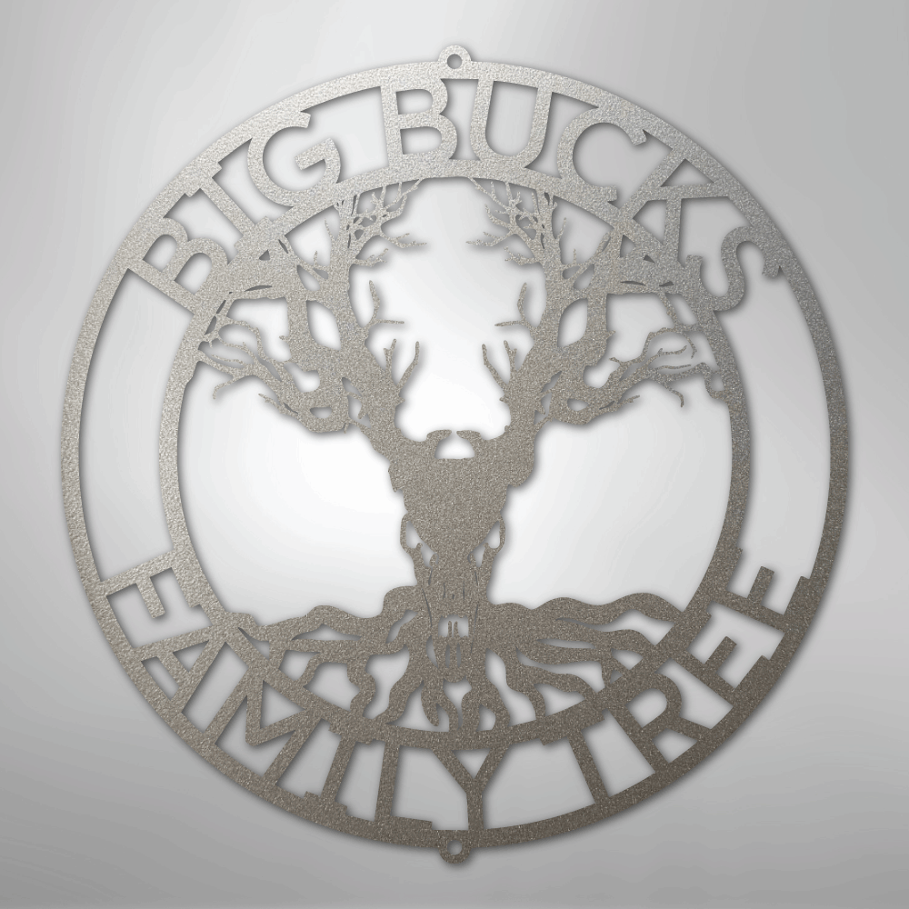 Deer Skull and Tree Monogram - Steel Sign