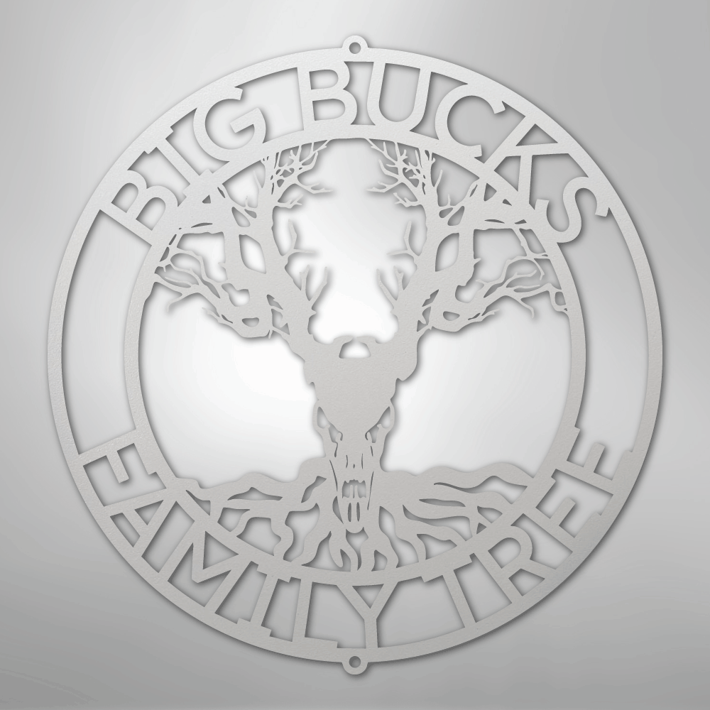 Deer Skull and Tree Monogram - Steel Sign