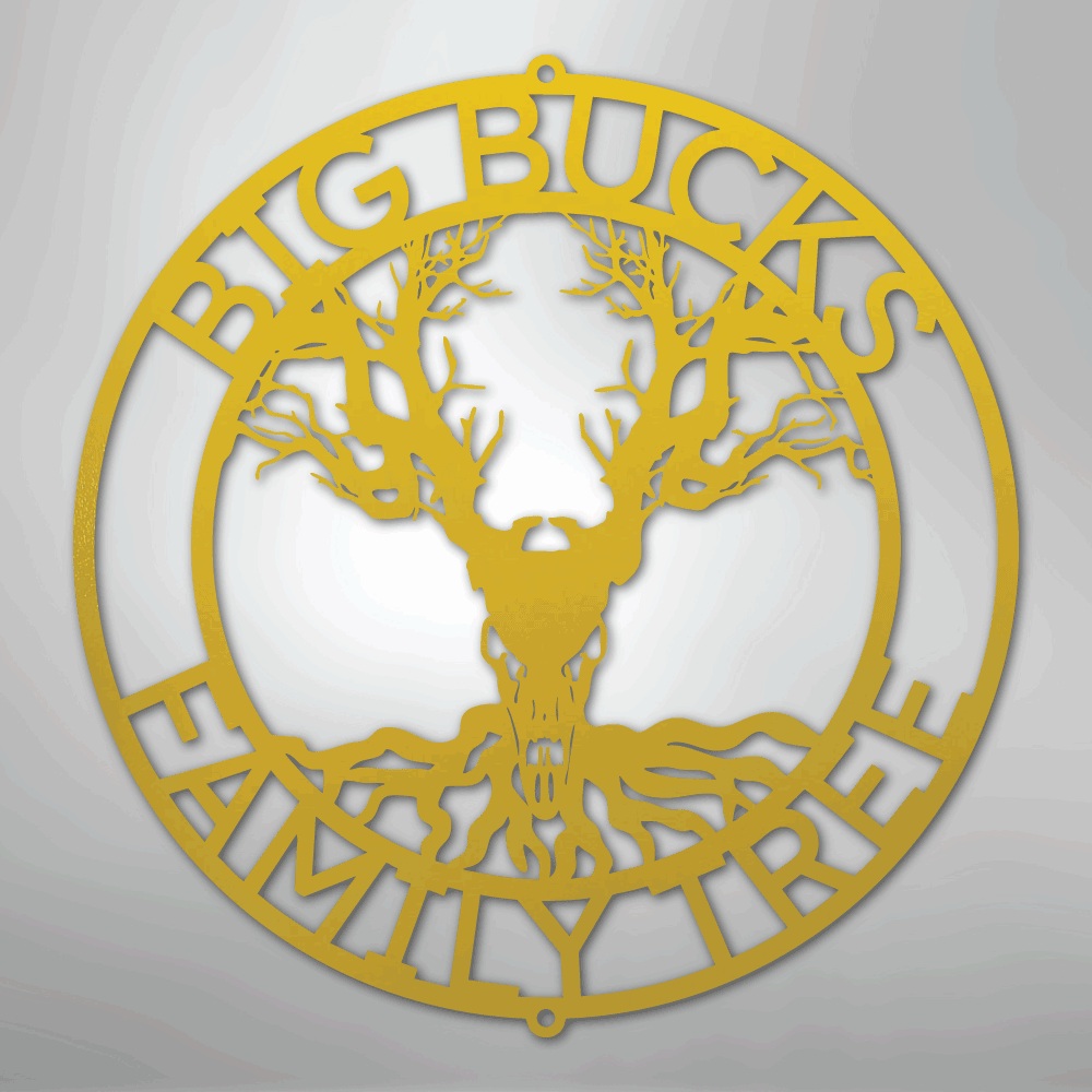 Deer Skull and Tree Monogram - Steel Sign