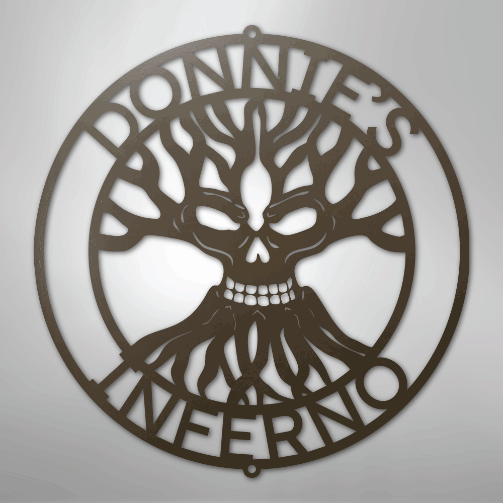 Skull Family Tree Monogram - Steel Sign