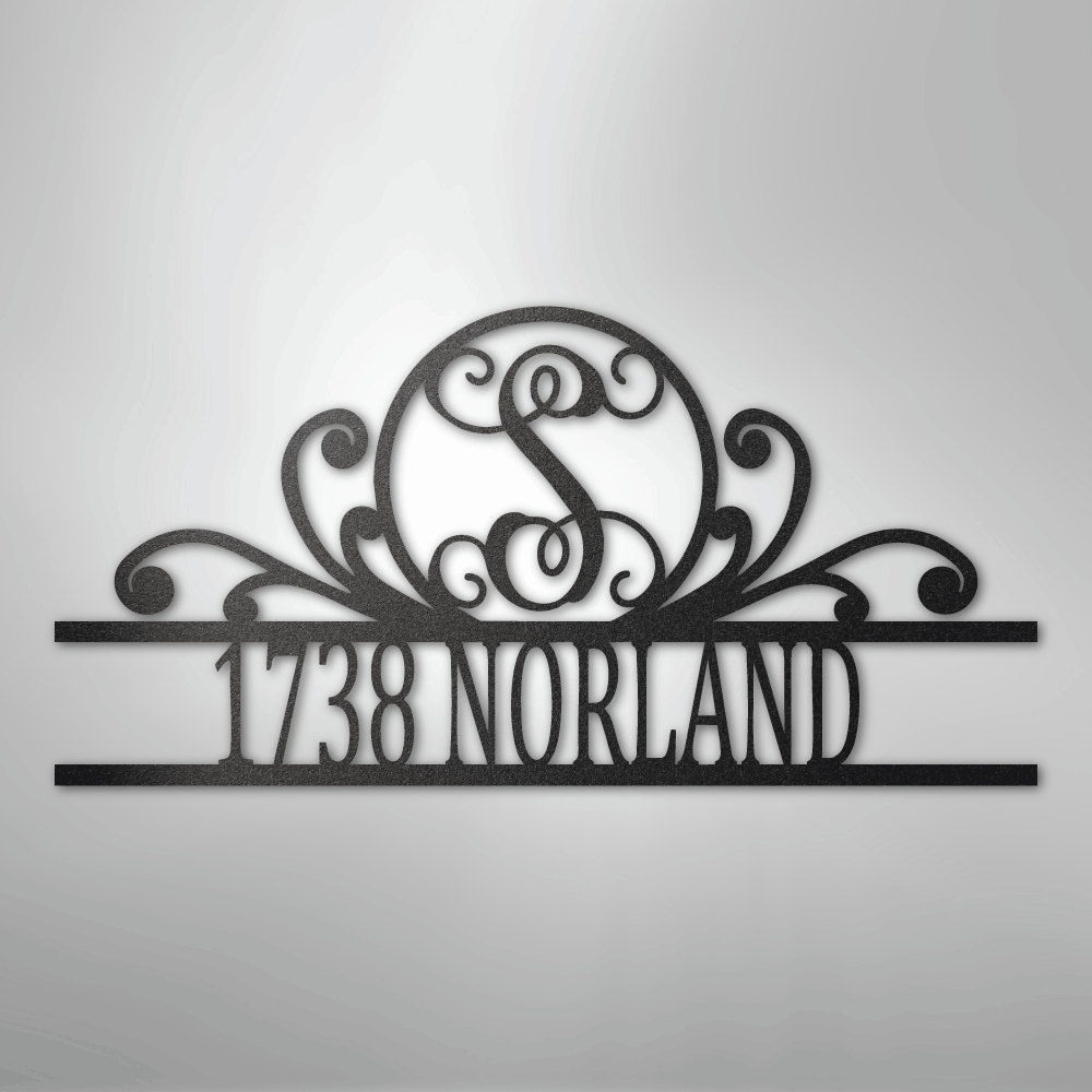 Scroll Family Name - Steel Sign
