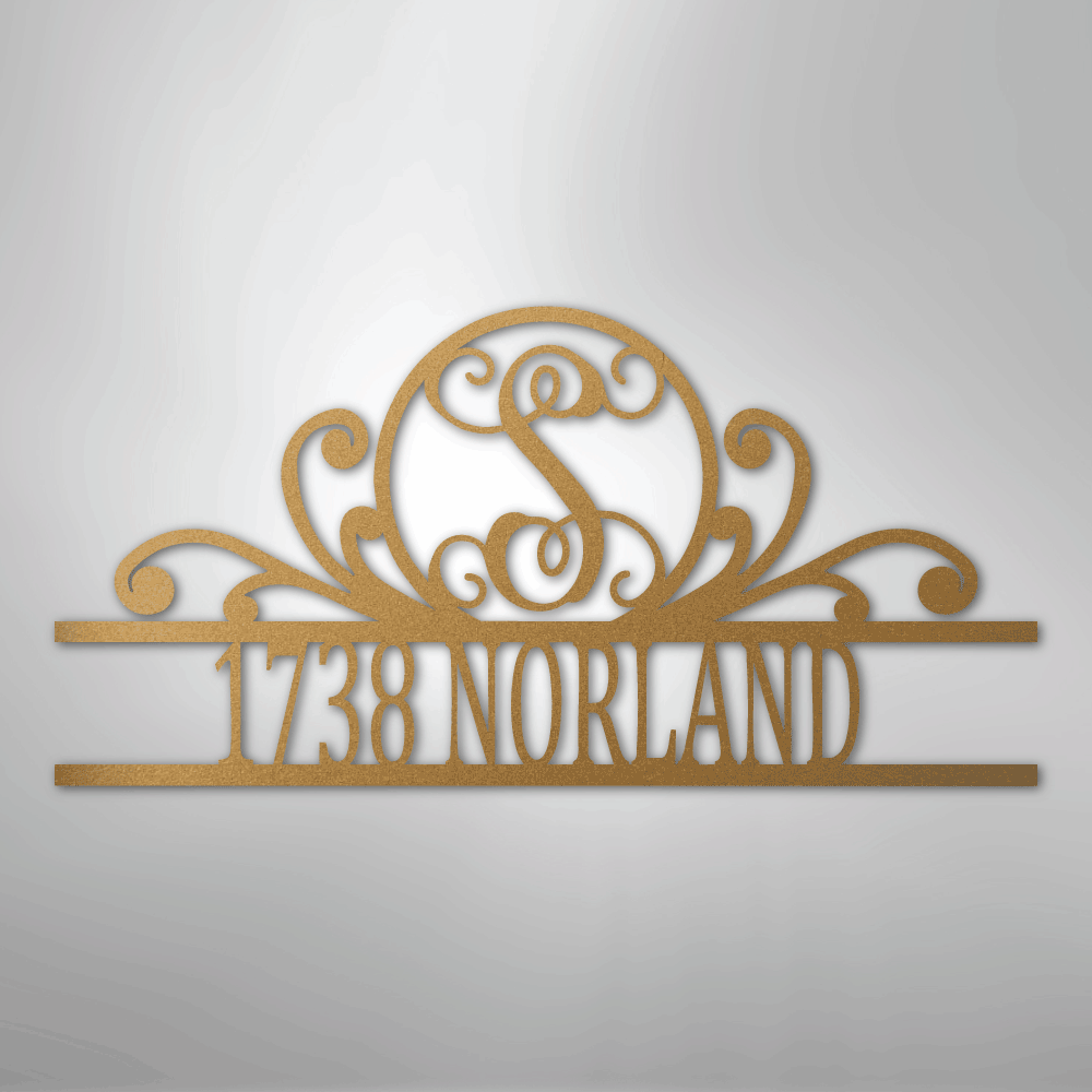 Scroll Family Name - Steel Sign
