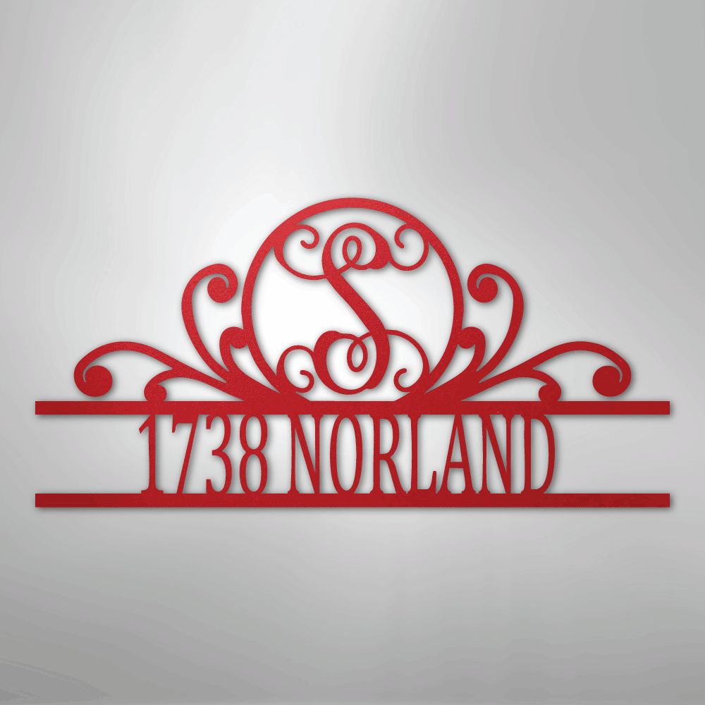 Scroll Family Name - Steel Sign