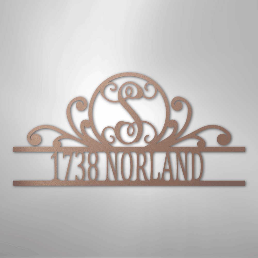 Scroll Family Name - Steel Sign