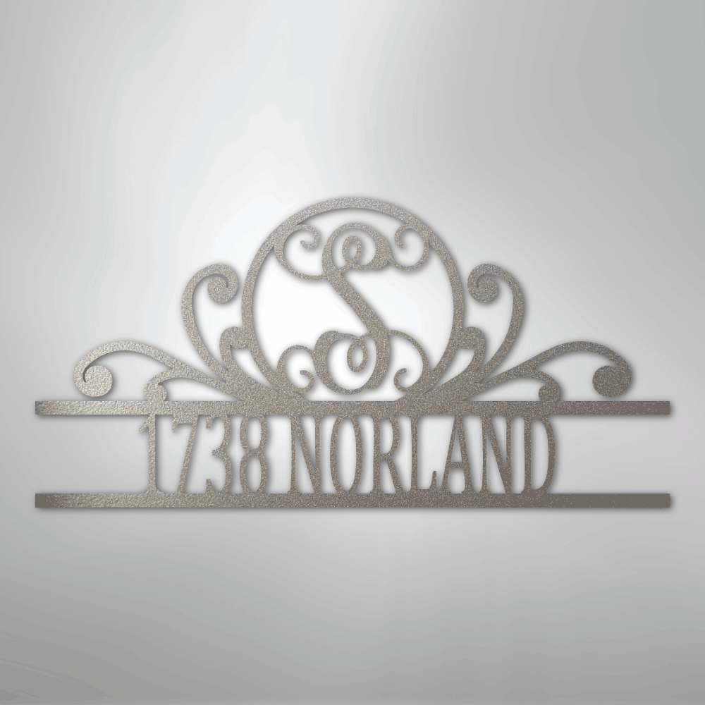 Scroll Family Name - Steel Sign