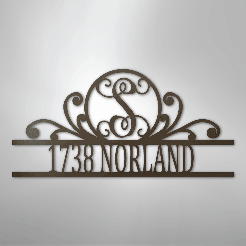 Scroll Family Name - Steel Sign