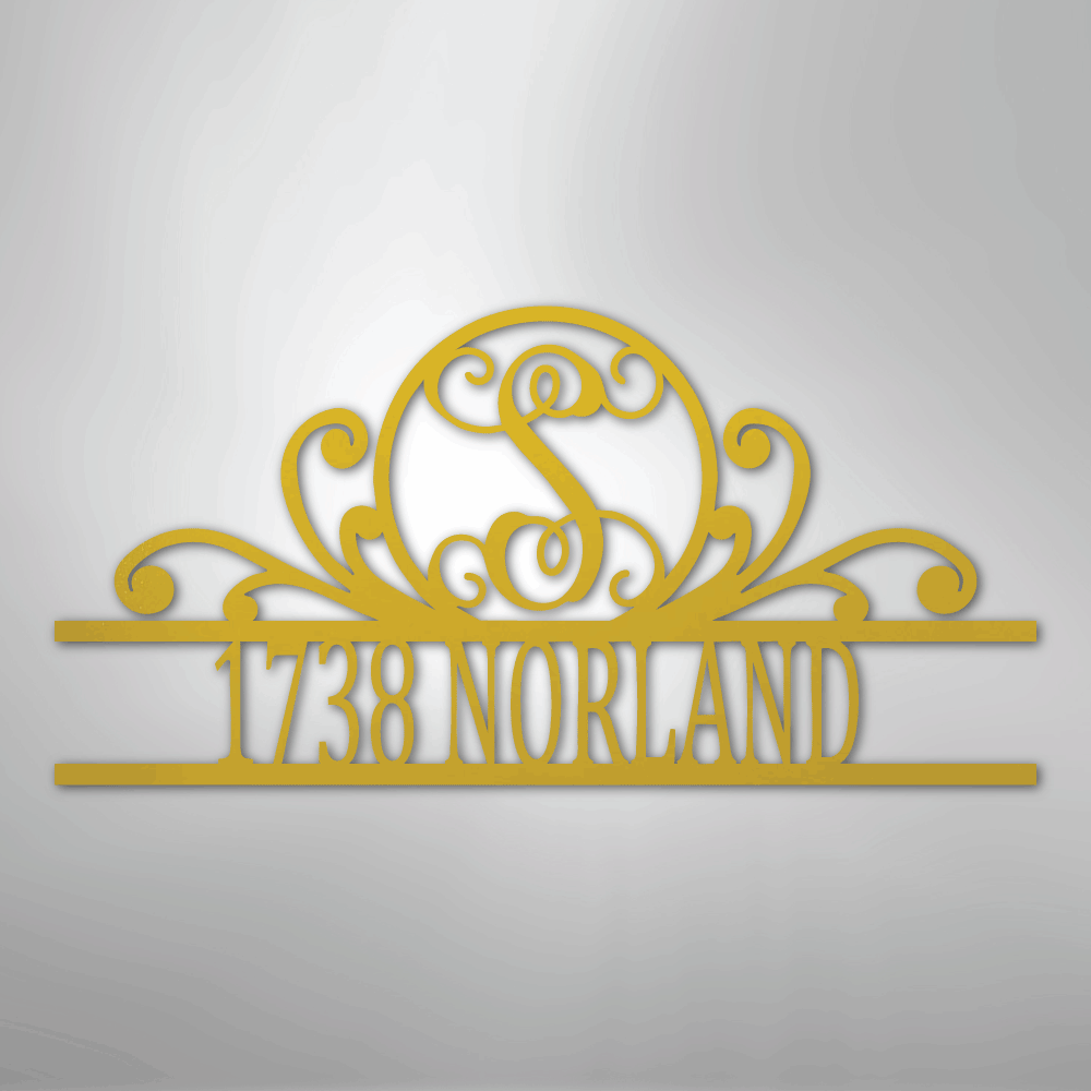 Scroll Family Name - Steel Sign