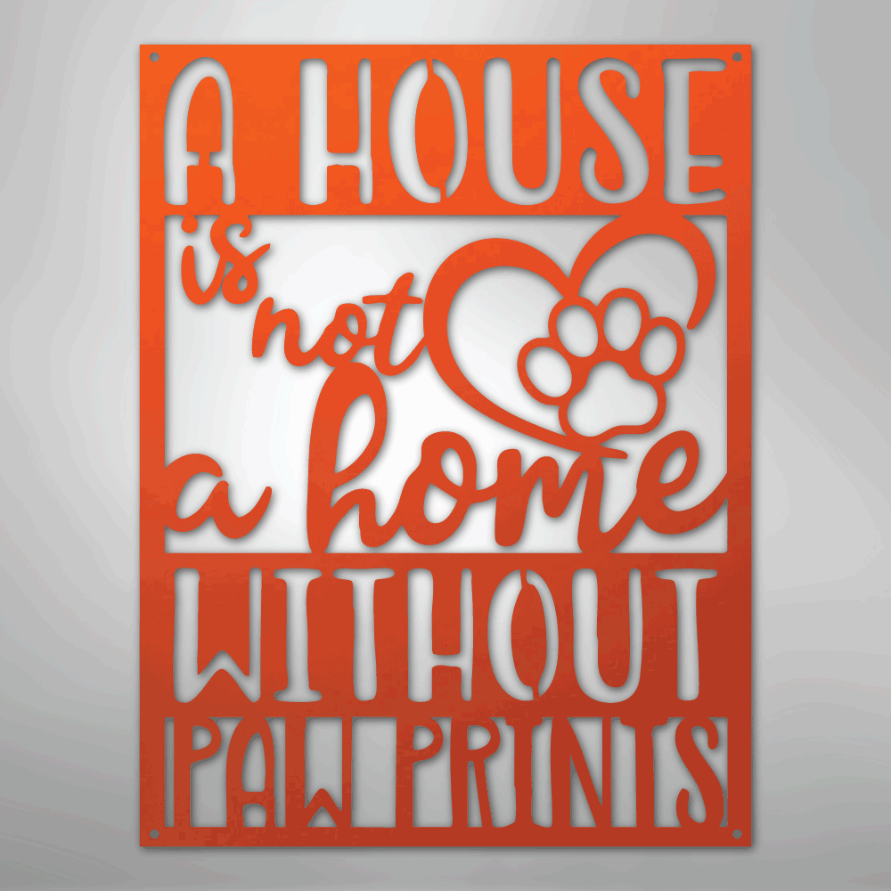 Home with Paw Prints - Steel Sign