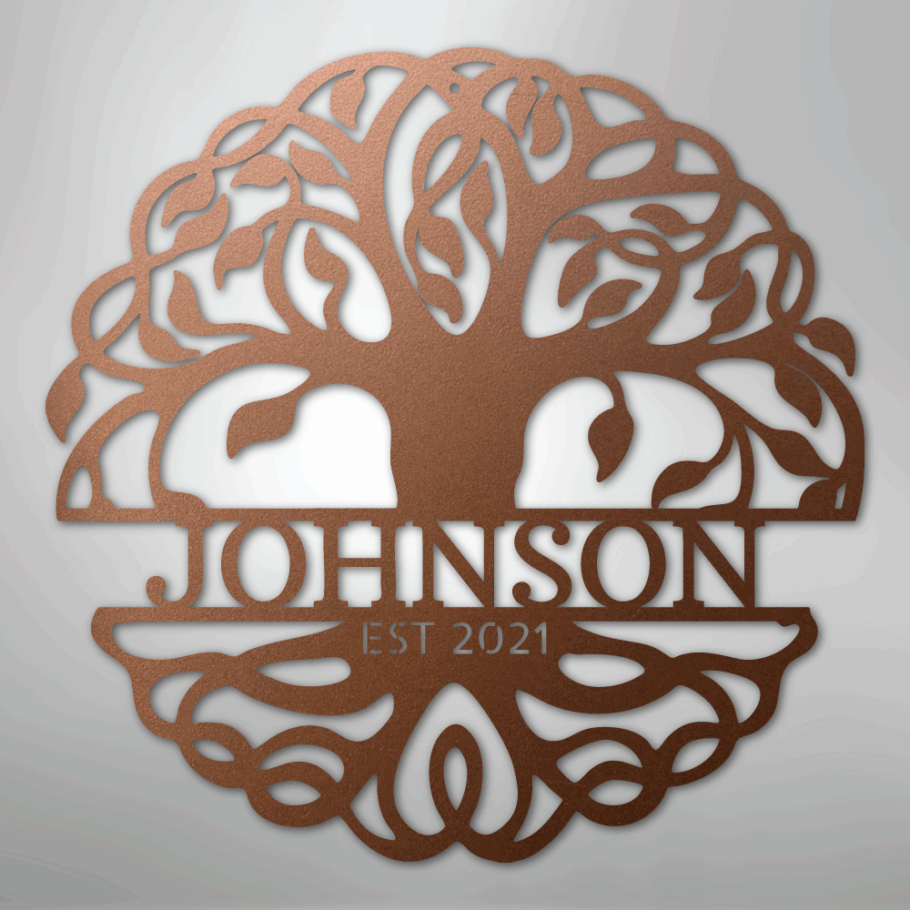 Fancy Tree of Life Monogram - Steel Sign