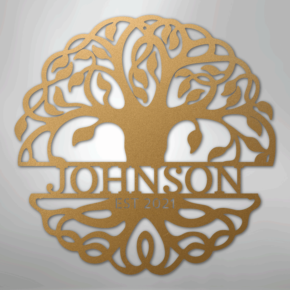 Fancy Tree of Life Monogram - Steel Sign