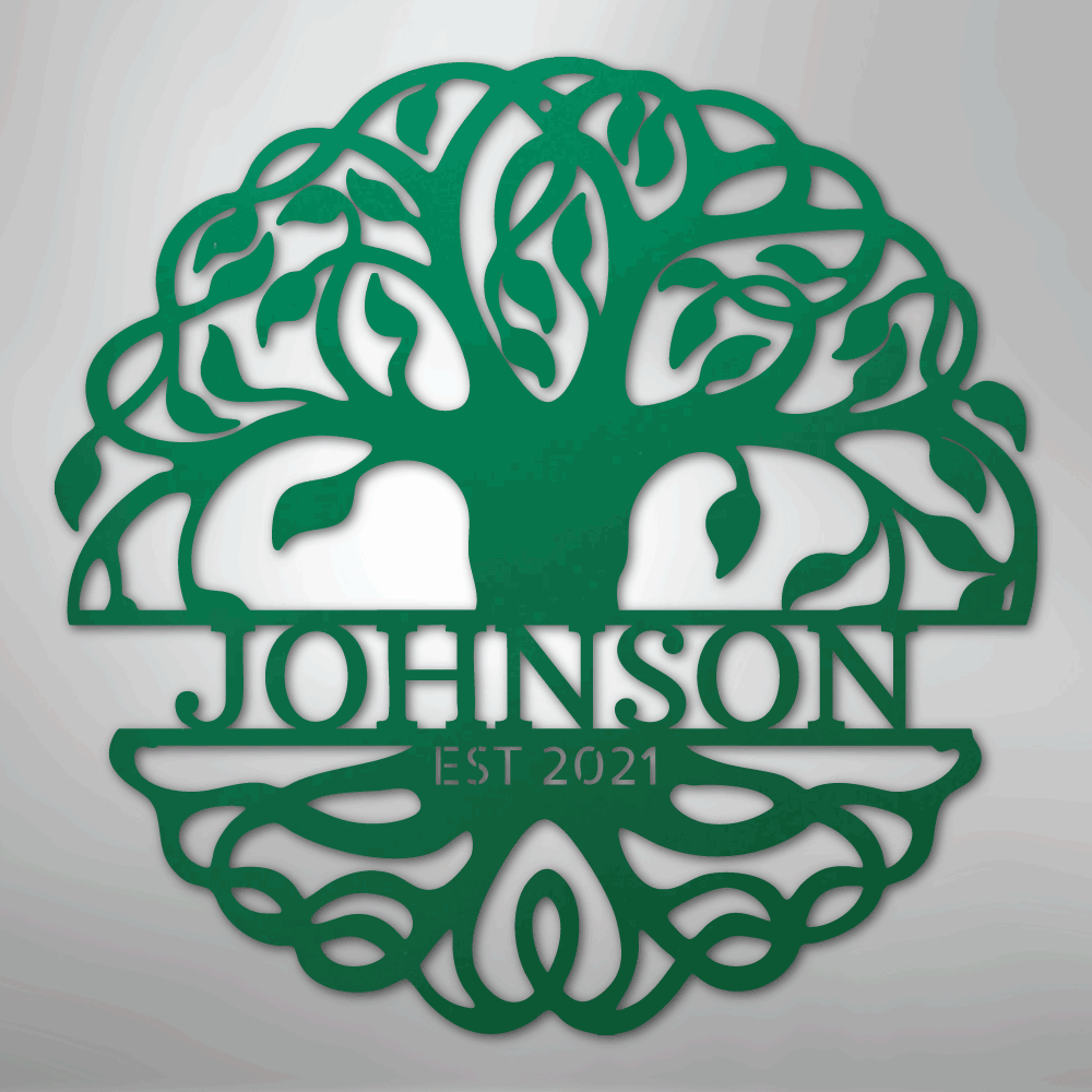 Fancy Tree of Life Monogram - Steel Sign