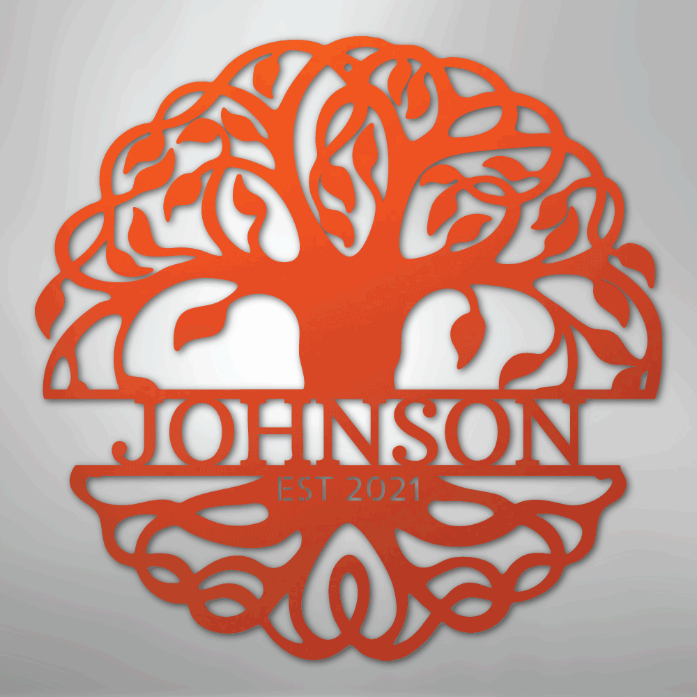 Fancy Tree of Life Monogram - Steel Sign
