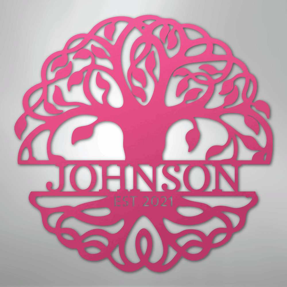 Fancy Tree of Life Monogram - Steel Sign