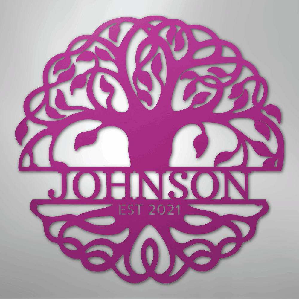 Fancy Tree of Life Monogram - Steel Sign