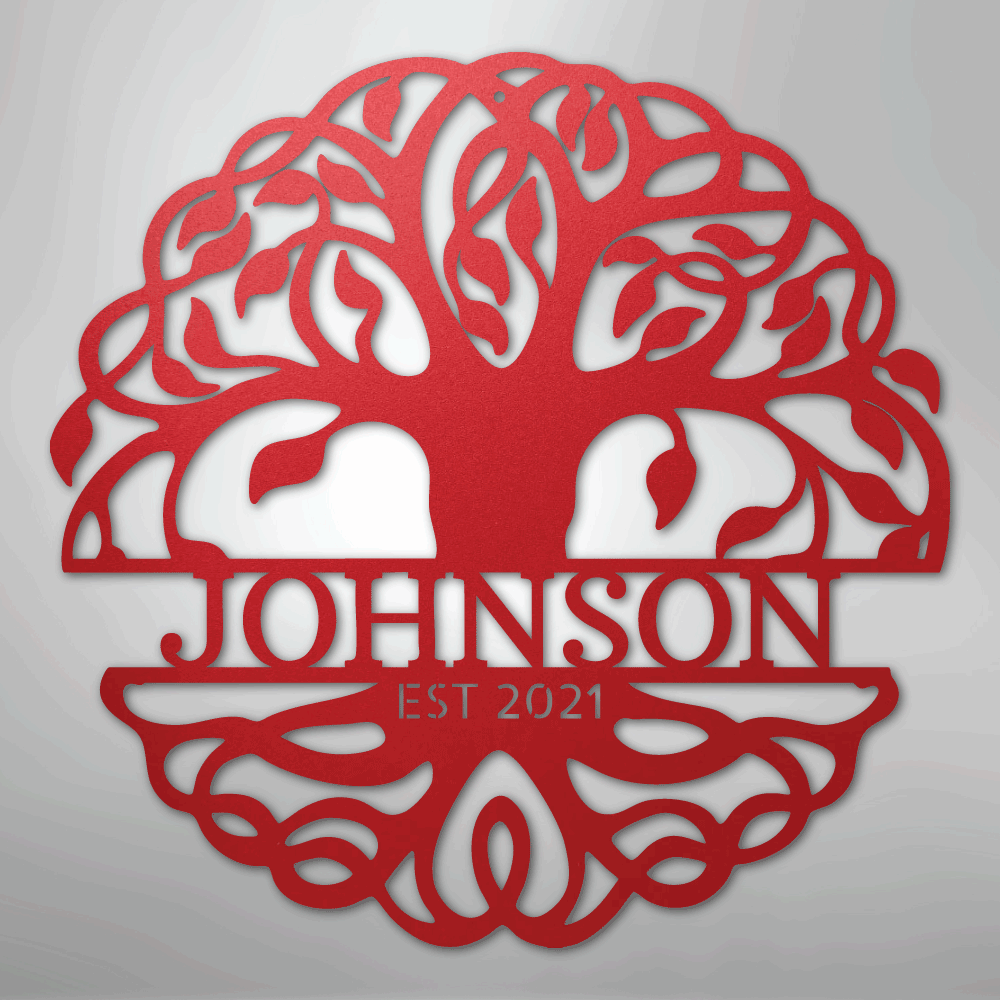 Fancy Tree of Life Monogram - Steel Sign