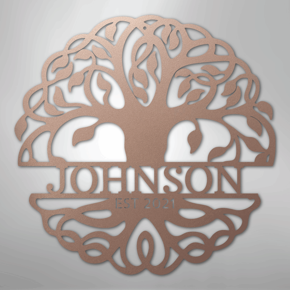 Fancy Tree of Life Monogram - Steel Sign