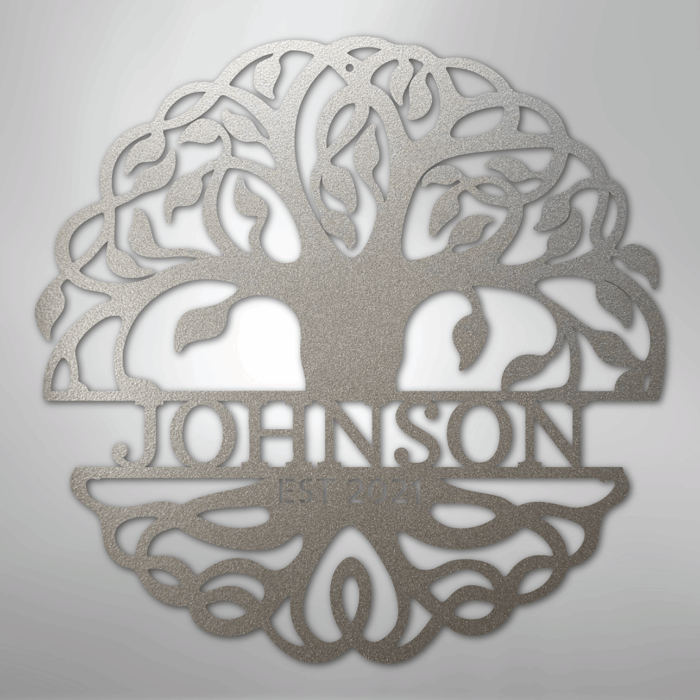 Fancy Tree of Life Monogram - Steel Sign