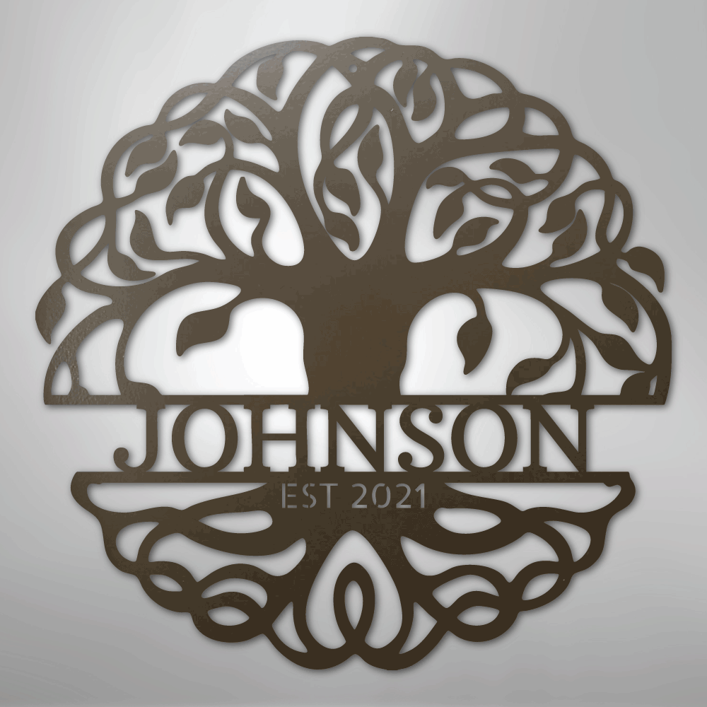Fancy Tree of Life Monogram - Steel Sign