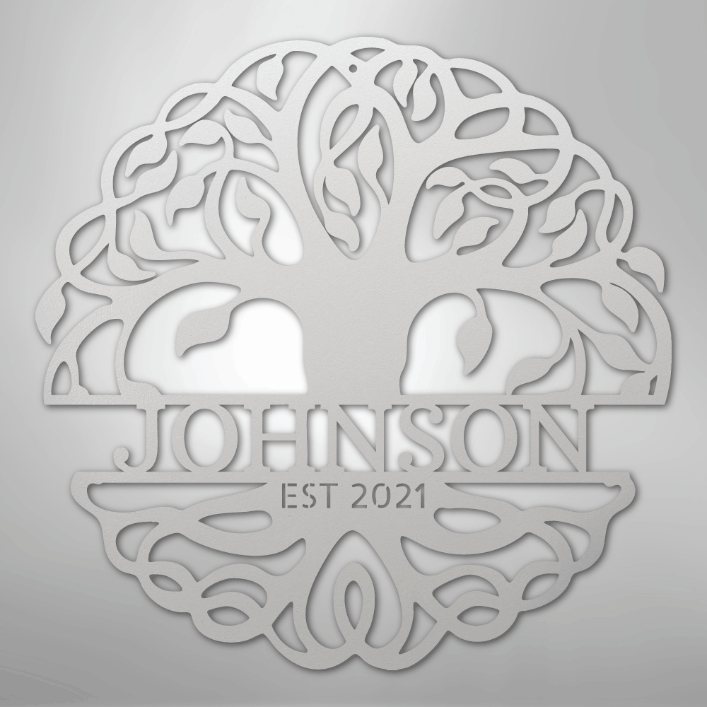 Fancy Tree of Life Monogram - Steel Sign