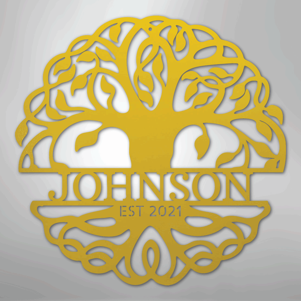 Fancy Tree of Life Monogram - Steel Sign