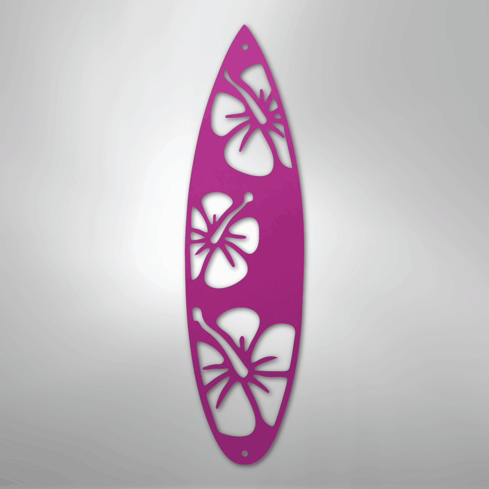 Surf Board Flowers - Steel Sign
