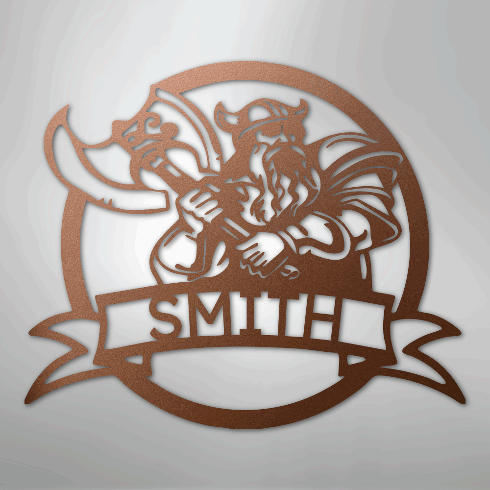 Fighting Viking Monogram - Steel Sign