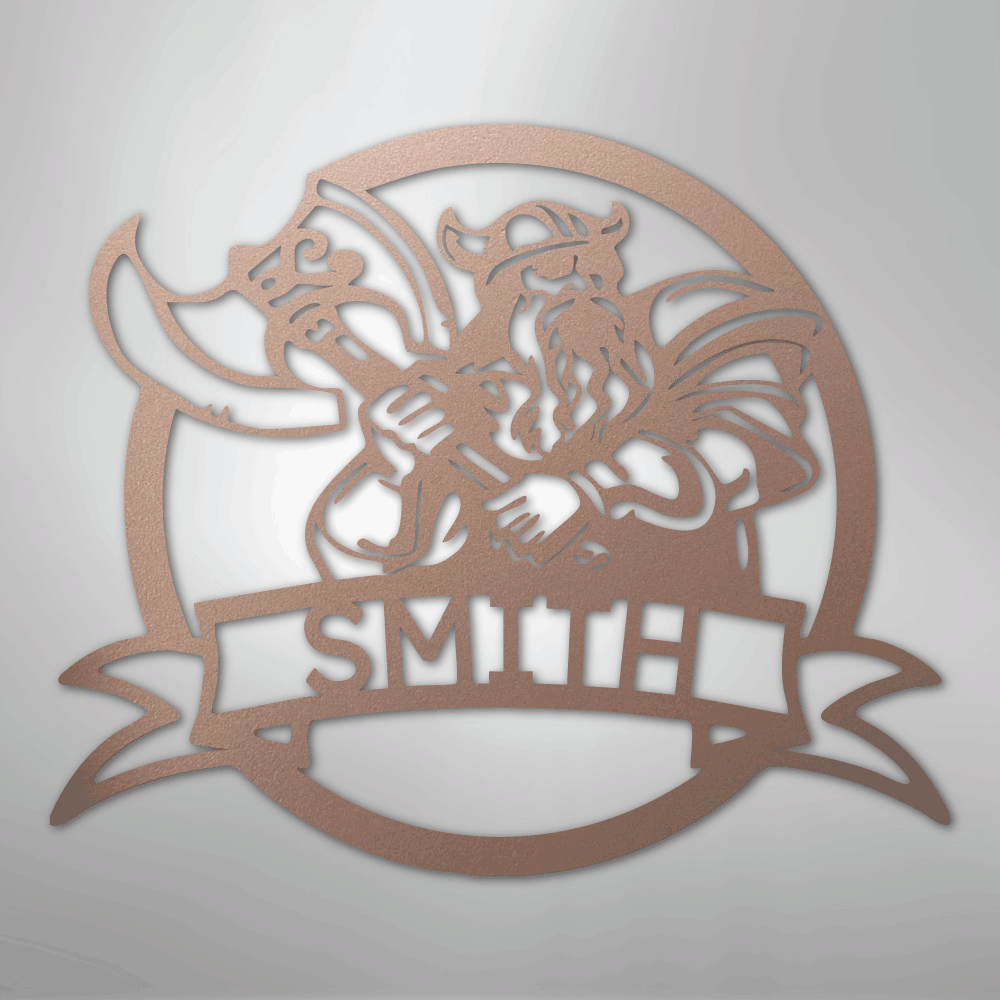 Fighting Viking Monogram - Steel Sign