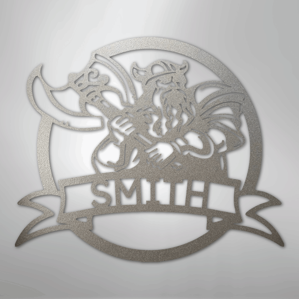 Fighting Viking Monogram - Steel Sign