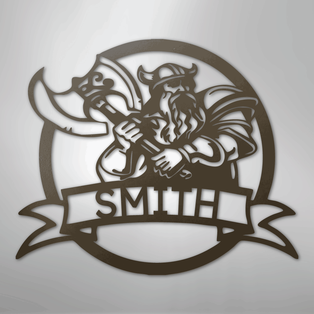 Fighting Viking Monogram - Steel Sign