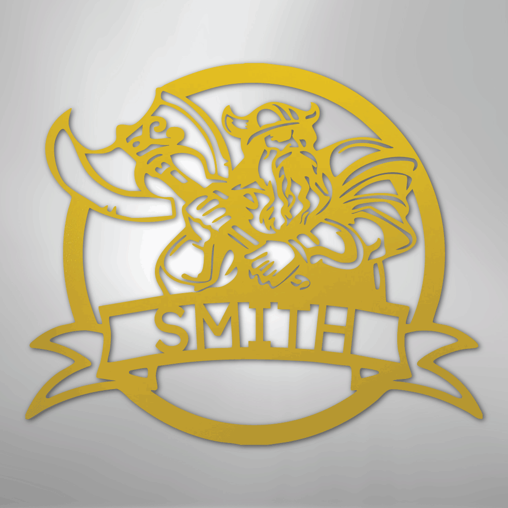 Fighting Viking Monogram - Steel Sign