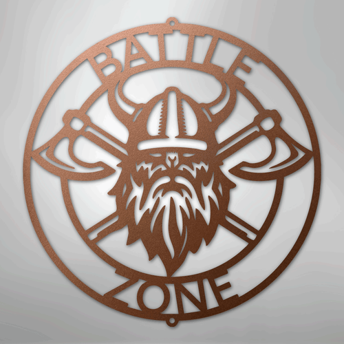 Battle Axe Ring Monogram - Steel Sign