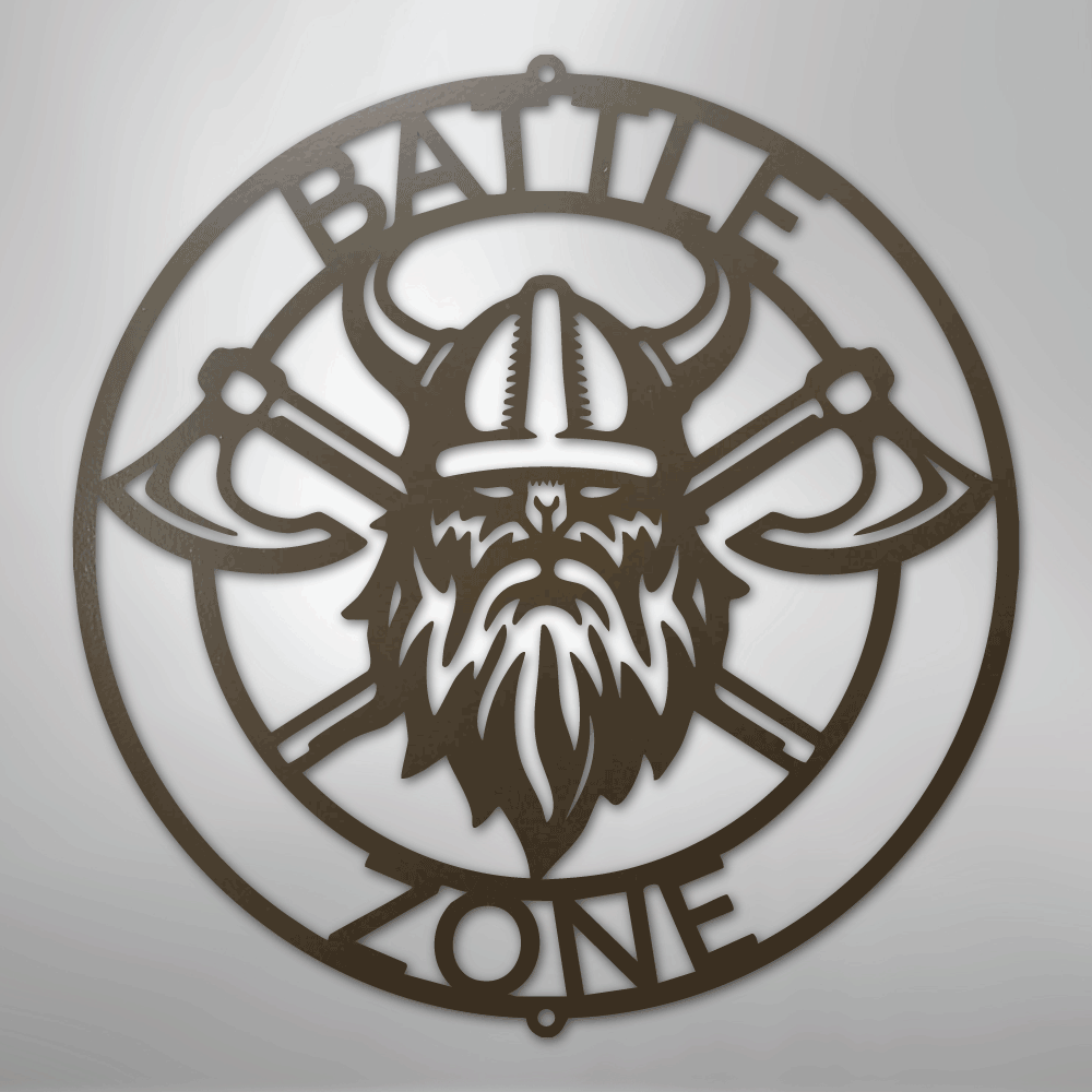 Battle Axe Ring Monogram - Steel Sign