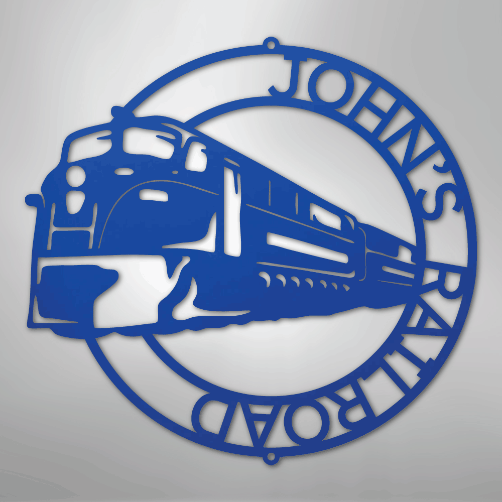 Modern Train Ring Monogram - Steel Sign