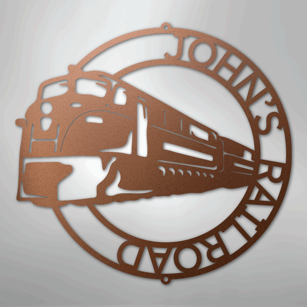 Modern Train Ring Monogram - Steel Sign