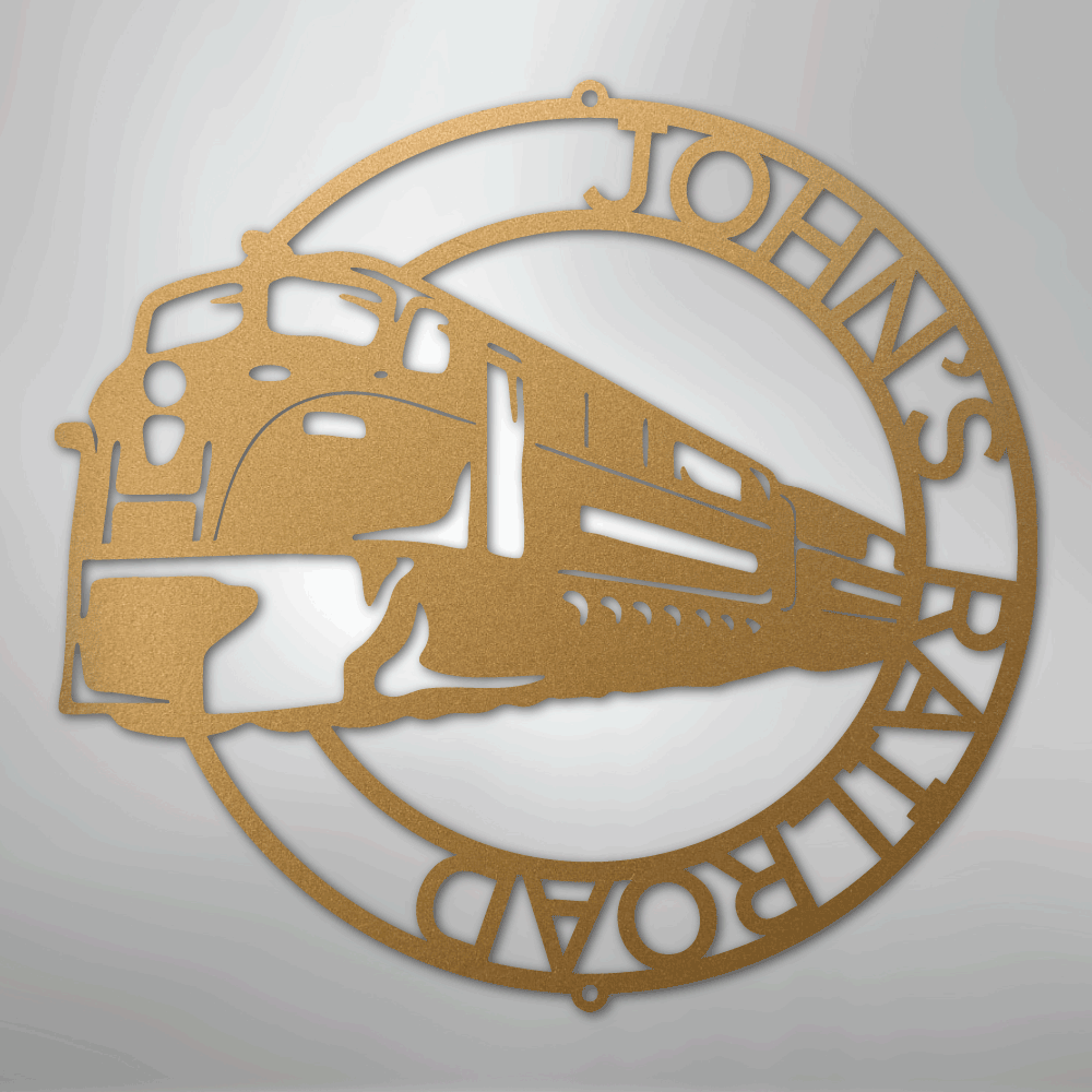 Modern Train Ring Monogram - Steel Sign
