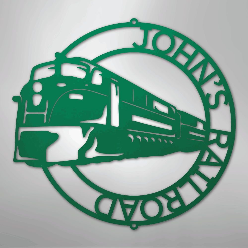 Modern Train Ring Monogram - Steel Sign