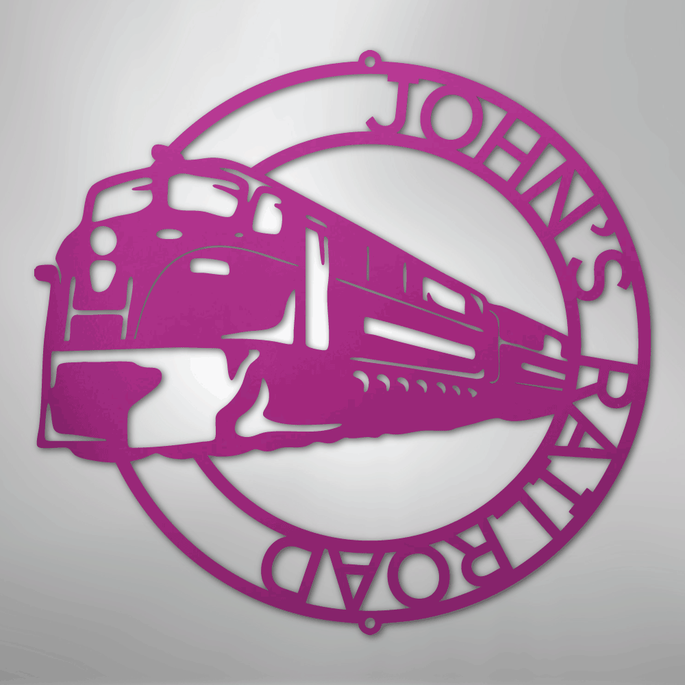 Modern Train Ring Monogram - Steel Sign