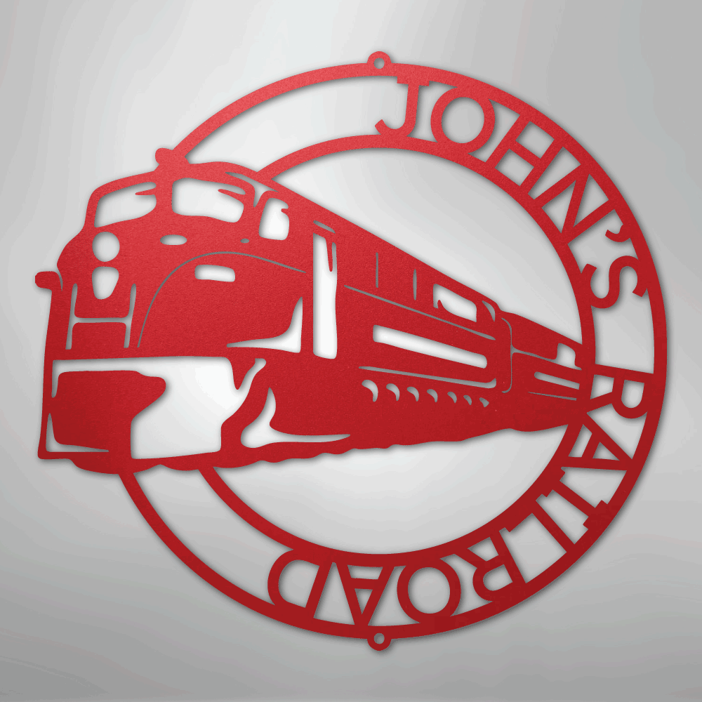 Modern Train Ring Monogram - Steel Sign